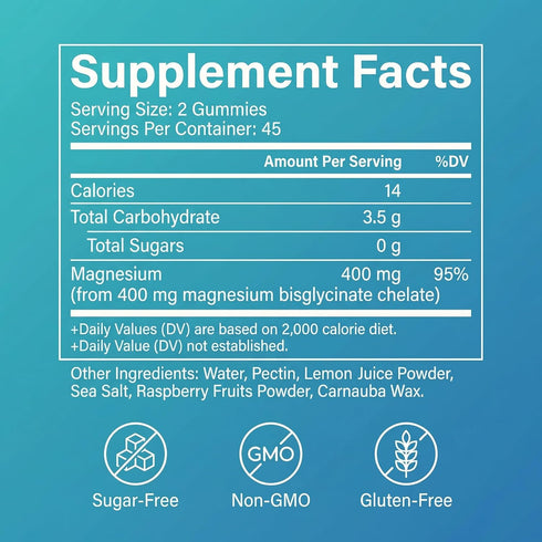 SUUDUUL Gummies, 400mg 90 Gummies Magnesium Bisglycinate High Absorption Magnesium Supplement, Raspberry Flavor