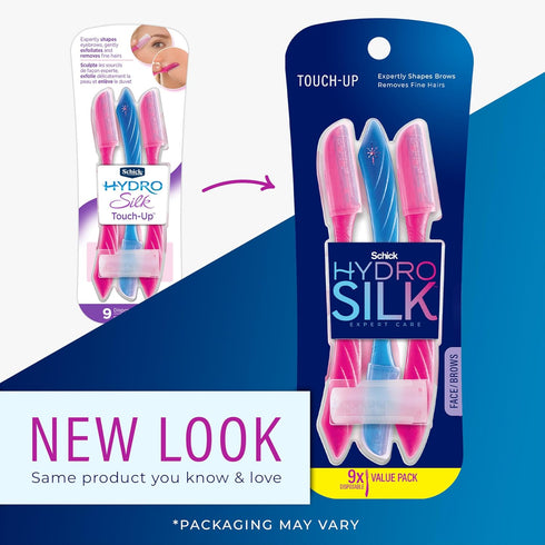 Schick Hydro Silk Touch-Up Dermaplaning Tool with Precision Cover, 9ct, Dermaplane Razor, Face Razors for Women, Peach