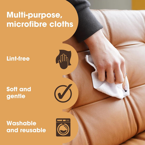 Pack 4 Furniture Clinic of Microfiber Cloths Lint Free - White Cleaning Cloths - Reusable and Washable