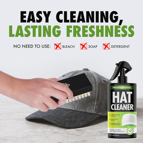 4-in-1 Professional Hat Cleaning Kit, Gentle Cleaner for Baseball Caps, Cowboy & Felt Hats with Deodorizer and Brush