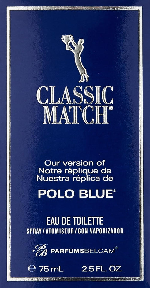 PB ParfumsBelcam Blue Classic Match, Our Version of a Signature Designer Eau de Toilette Spray for Men, 75 mL.
