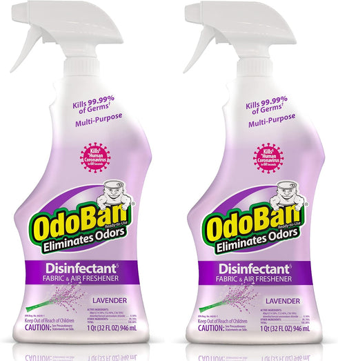 OdoBan Ready-to-Use Disinfectant and Odor Eliminator, Set of 2 Spray Bottles, 32