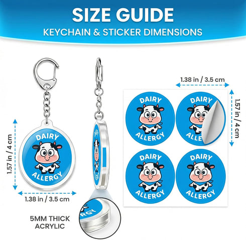 Sovelirix Set, Nut Peanut Dairy Shellfish Wheat Egg Allergy Alert Keychain Food Allergy Medical Alert with Tags