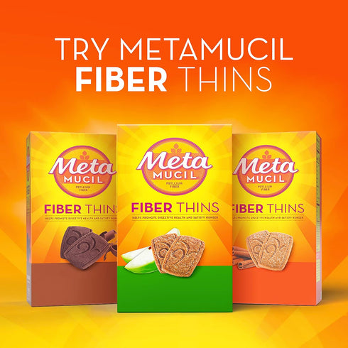 Metamucil Fiber Thins, Daily Psyllium Husk Fiber Supplement, Supports Digestive Health, Chocolate Flavor, 48 Total