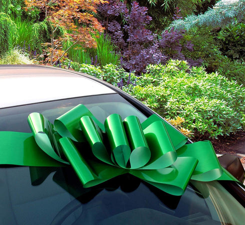 Big Emerald Green Car Bow, 25" Wide, Large Ribbon Gift Decoration for Birthday, Fundraiser, Christmas
