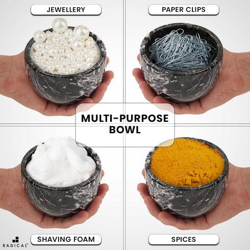 Radicaln Marble Shaving Cream Bowl, Handmade Black 4' x 3' Inches, Barber Supplies for Shaving Gel