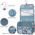 Narwey Hanging Toiletry Bag for Women, Travel Makeup Organizer for Toiletries, Blue Flower