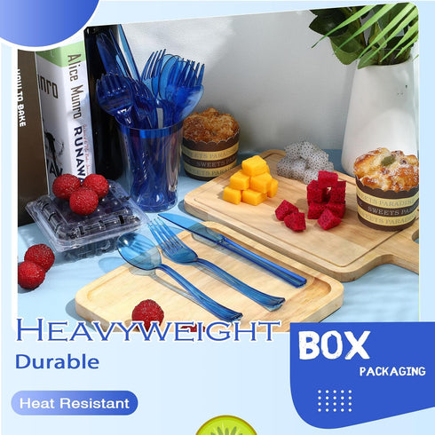 150 Pieces Disposable Cutlery Set, Heavy Duty Plastic Silverware with 50 Forks, 50 Knives, 50 Spoons for Parties, Events