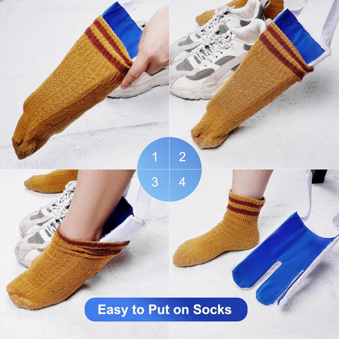 Sock Aid for Seniors, Disabled, Pregnancy - Easy Sock Helper Tool Aide Puller, Dark Blue, No Bending