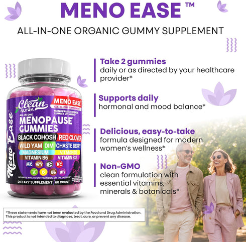Gummies D3, B6 B12 Menopause Supplement for Women with Black Cohosh, Wild Yam, DIM, Magnesium, Red Clover Chasteberry