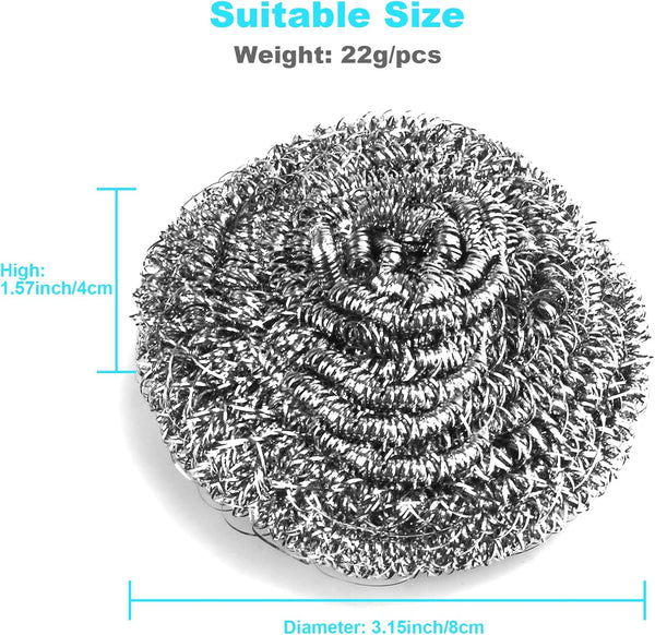 15 Pack Steel Wool Scrubber - Heavy Duty Stainless Steel Scrubbers for Cleaning Dishes, Pots, Pans, Bathroom, Oven