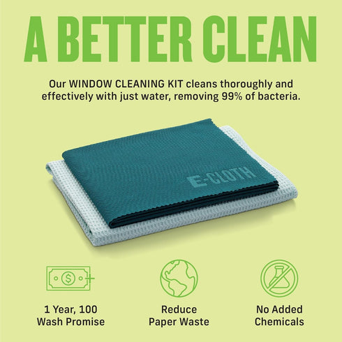 Packaging E-Cloth Window Cleaning Cloth - Eco - Glass Cleaning Cloth, Streak-Free Windows with Just Water, Microfiber