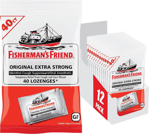 Fisherman's Friend Cough Drops, Cough Suppressant and Sore Throat Lozenges, Original Extra Strong, 480 Drops