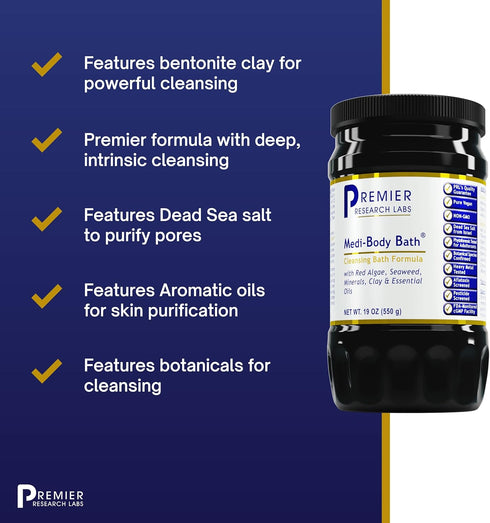 Premier Research Labs Medi-Body Bath - Eco-Friendly Seaweed Bath Product for Body Cleanse, 19 oz Powder