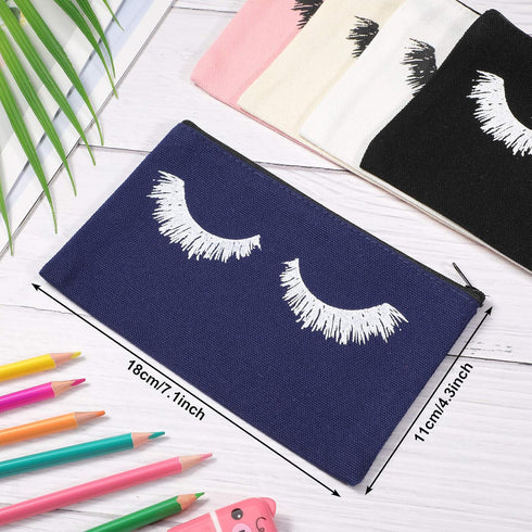 Weewooday 30 Pieces Eyelash Makeup Bags, Canvas Travel Pouches with Zipper for Women, 5 Colors (7.1 x 4.3 Inch)