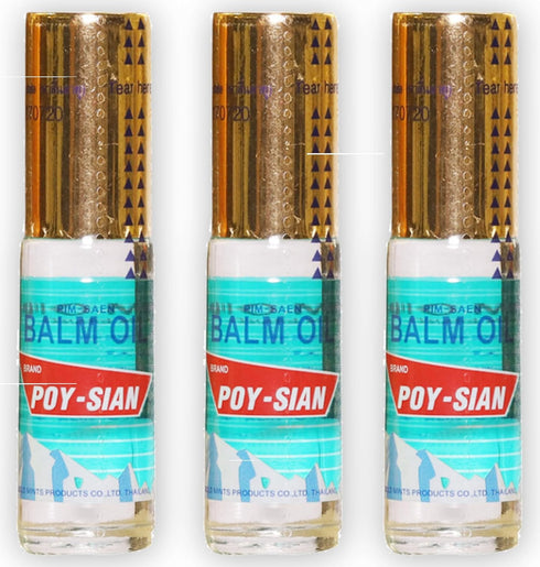 POY-SIAN Thai PIM-Saen Balm Oil, 5ml Roll-On, Pack of 3