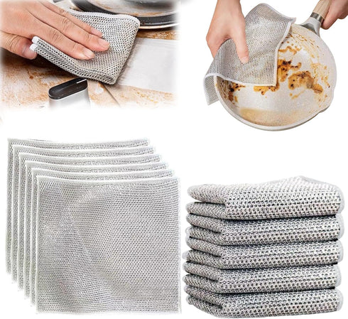 6 Pcs Multipurpose Wire Dishwashing Rags, Non-Scratch Wire Dishcloth for Scrubbing and Cleaning Dishes, Pots