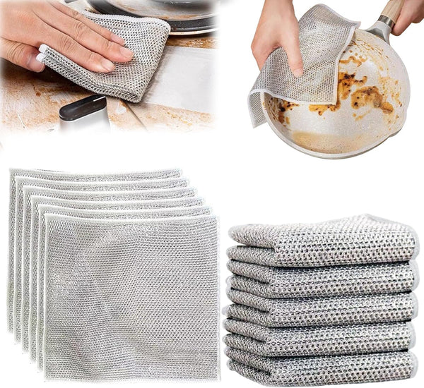6 Pcs Multipurpose Wire Dishwashing Rags, Non-Scratch Wire Dishcloth for Scrubbing and Cleaning Dishes, Pots