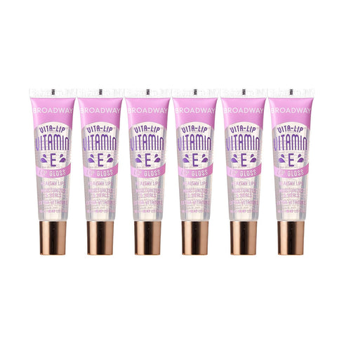 Ruby Kisses Broadway Vita-Lip Clear Lip Gloss, Ultra-Hydrating Formula with Multi-Vitamin Oils, 6 Pack