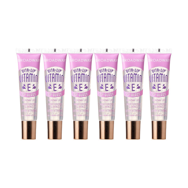 Ruby Kisses Broadway Vita-Lip Clear Lip Gloss, Ultra-Hydrating Formula with Multi-Vitamin Oils, 6 Pack