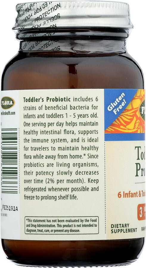 Flora Toddler's Blend Probiotic, 3 Billion CFU RAW, Taste-Free Powder, Aids Constipation & Immunity, 2.64-oz.