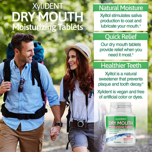 Nature's Stance XyliDENT Xylitol Tablets for Dry Mouth Relief, 100 Count, Freshens Breath