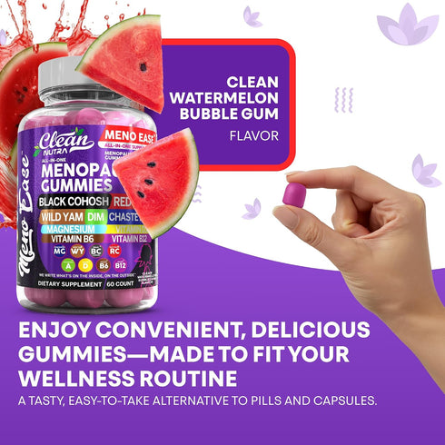Gummies D3, B12, B6 Menopause Supplement For Women with Black Cohosh, Wild Yam Magnesium, Red Clover For Menopause