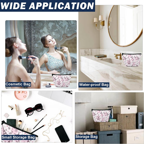 Watercolor Paris Tower Makeup Bag for Purse, Waterproof Funny Cosmetic Bags for Women, Zipper Travel Toiletry Pouch