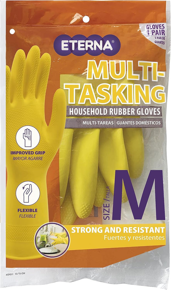 ETERNA Multitasking Gloves, Size M - Gloves for Kitchen, Laundry, Household Cleaning, 1.9 Oz (Pack of 4)