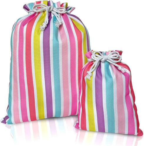Gather & Knot Drawstring Gift Bags, 20" Large 12" Small Premium Canvas, Reusable Fabric Wrap for Birthdays, Baby Shower