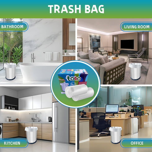 tobo 4 240 Count (2 Gallon Small Trash Bags, Boxes), Lemon Odor Control, Leak & Tear Resistant, Easy-Tear, Fits