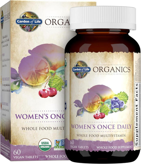 Garden of Life Organics Multivitamin for Women - Once Daily Multi, 60 Tablets, Vegan Organic Vitamin