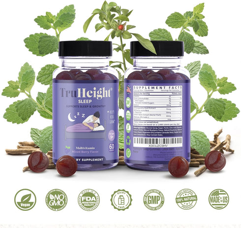 TruHeight Sleep Gummies - Natural Sleep Aid for Kids & Teens, Pediatric Recommended, Melatonin Gummy