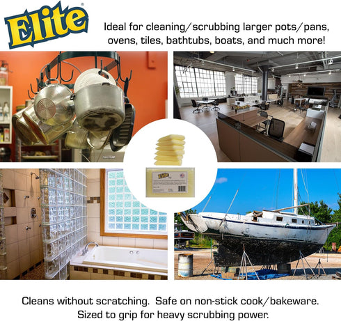 Elite HD Heavy Duty All Purpose Cleaning Pad, 6 Pack, Non Scratch Dish Sponge, Made in USA