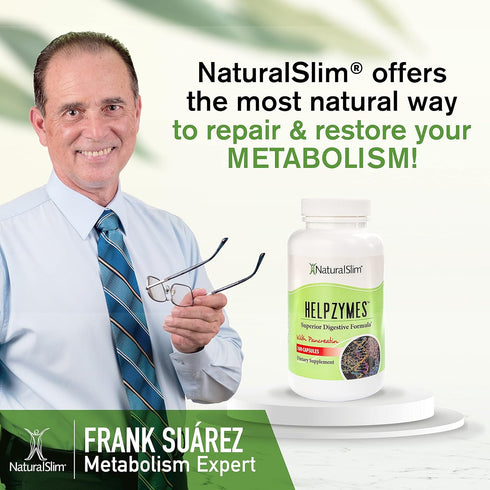 NaturalSlim Digestive Enzymes for Women & Men - Helpzymes Essential Enzymes for Digestion, 100 Capsules