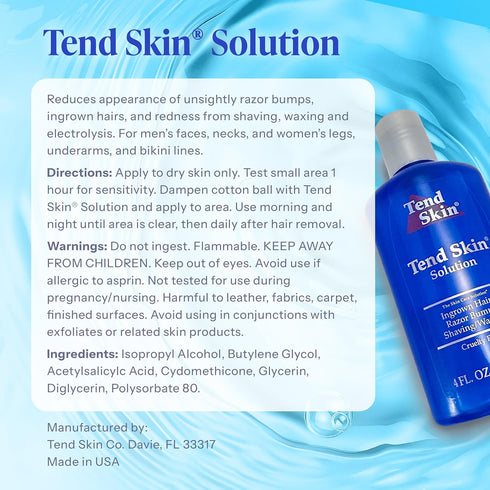 Tend Skin Razor Bump Solution for Ingrown Hair, Razor Burns, Post Shaving Toner for Men and Women, 4 Oz