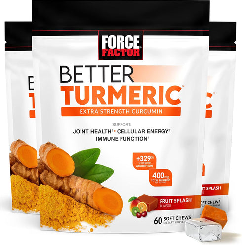 Force Factor Better Turmeric Joint Support Supplement - Extra Strength Joint Health with HydroCurc Turmeric Curcumin -