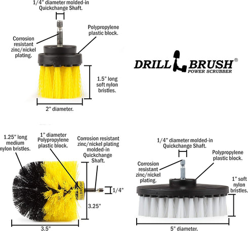 Bathroom Cleaning Accessories - Drill Brush - Shower Cleaner - Bathtub Tile Grout Microfiber Cloth