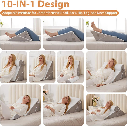 Set 9&12inch BIEEZZK Wedge Pillow for After Surgery, Wedge Pillow for Acid Reflux, Bed Wedge Pillow with Adjustable