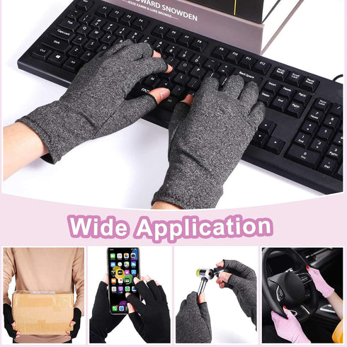 3 Pairs Compression Craft Arthritis Gloves, Fingerless Pressure Relief for Quilting, Sewing, and Household Duties