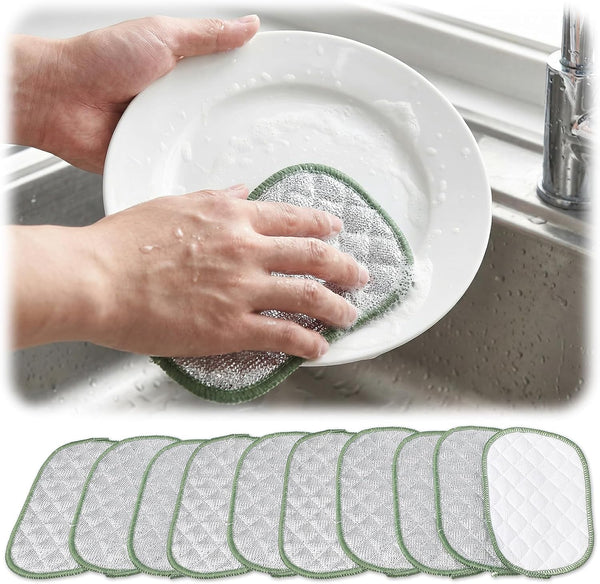 Larrel 10PCS Double Side Non Scratch Wire Dishcloths, Reusable Wire Dish Cloth, Multipurpose