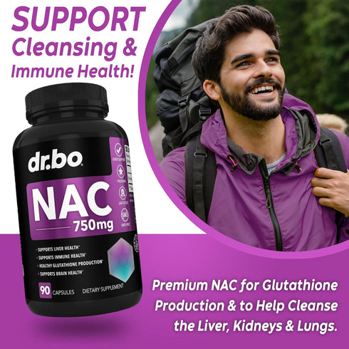 NAC Supplement N-Acetyl Cysteine Pills | 90 Capsules | 750mg | Daily Liver Support Formula for Lung & Kidney Health