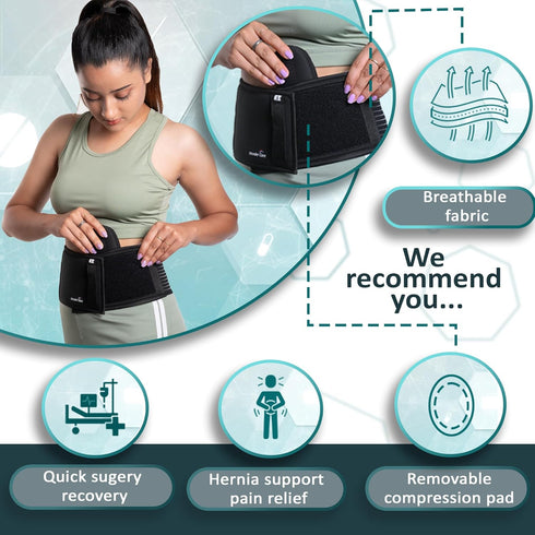 Wonder Care Umbilical Hernia Support Belt - Abdominal Binder for Navel Hernias, Hernia Pain Relief Brace (L)