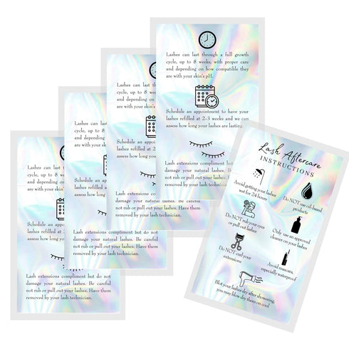 Lash Extension Aftercare Cards, 50 Pack, Business Card Size 3.5 x 2" inches After Care (2-3 Week Fillers),