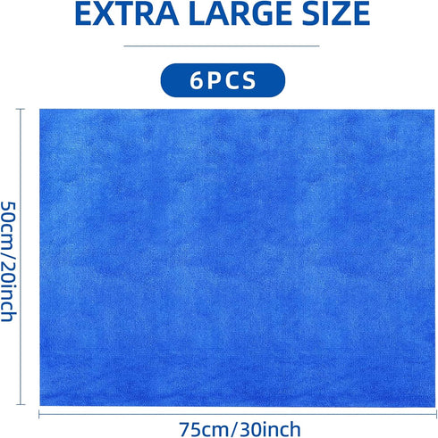 IIDEA 6 Pack 30" 20",XL Microfiber Cleaning Cloths Extra Large x Rags Washable Reusable Streak Free Lint Free Towels