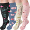 Tinojye 4 Pairs Plus Size Compression Socks,Extra Wide Calf 20-30 mmHg Knee High
