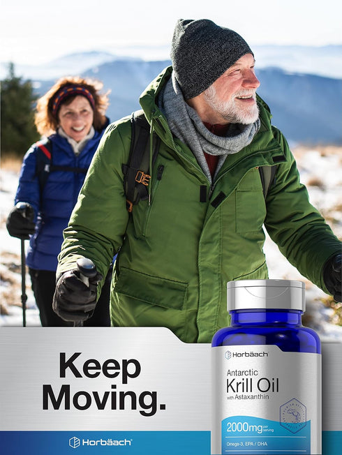 Horbaach Antarctic Krill Oil 2000mg, 60 Softgel Capsules | Omega-3, EPA, DHA Supplement with Astaxanthin