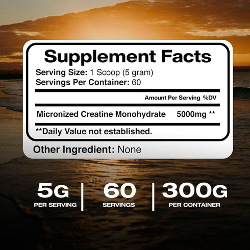 American Standard Supplements Pure Micronized Creatine Monohydrate Powder - Unflavored - 5000mg per Serving - 60