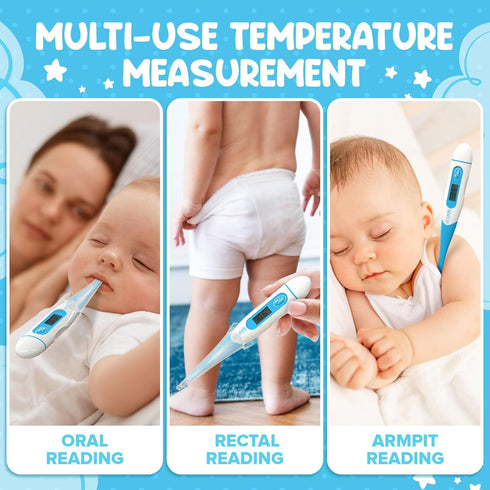 JJ CARE Oral Thermometer with LCD Display, Fast 10 Seconds Reading for Babies and Adults, Includes 10 Covers