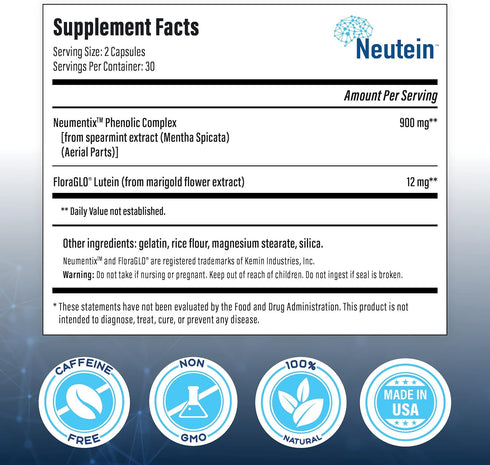 Natural Brain Booster for Memory, Concentration & Brain Health, Extra Strength Plant-Based Focus Supplement, 60 capsules